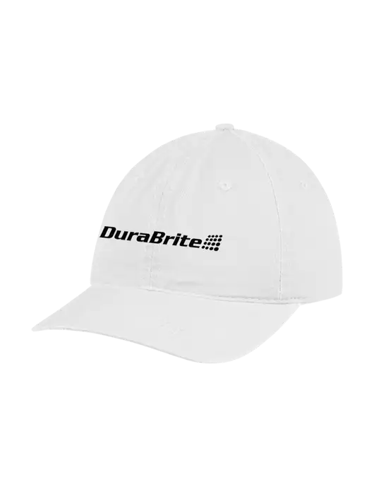 Garment Washed Unstructured Twill White Cap w/DuraBrite Logo