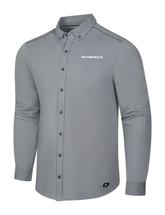OGIO Medium Grey Heather Modern Code Stretch Button-Up Shirt w/DuraBrite Logo