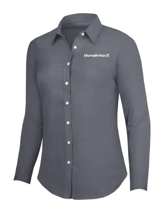 Dark Grey Womens SuperPro Oxford Shirt w/DuraBrite Logo