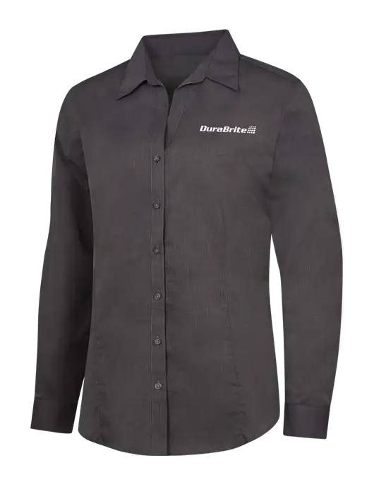 Womens Soft Black Crosshatch Easy Care Shirt w/DuraBrite Logo