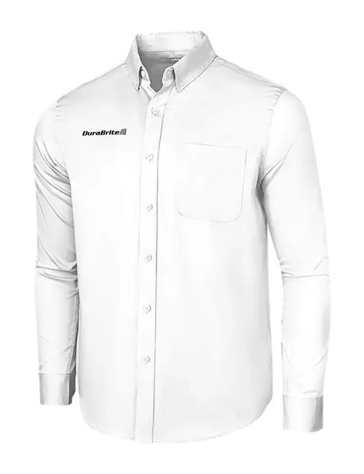 Long Sleeve White Superpro React Twill Shirt w/DuraBrite Logo