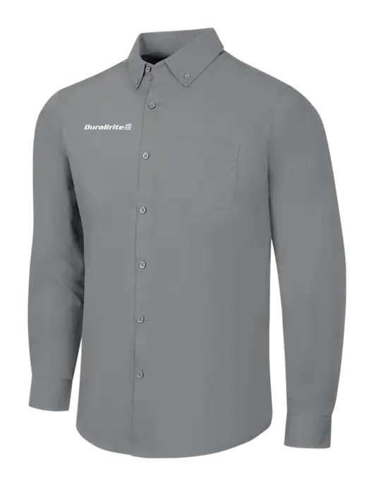 Medium Grey Long Sleeve Carefree Poplin Shirt w/DuraBrite Logo