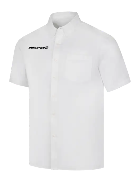 Short Sleeve White Superpro React Twill Shirt w/DuraBrite Logo
