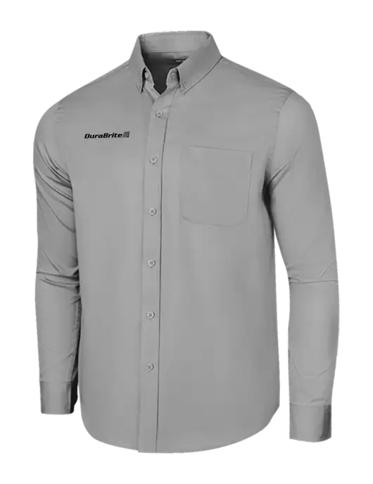 Long Sleeve Light Grey Superpro React Twill Shirt w/DuraBrite Logo