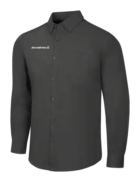 Dark Grey Long Sleeve Carefree Poplin Shirt w/DuraBrite Logo