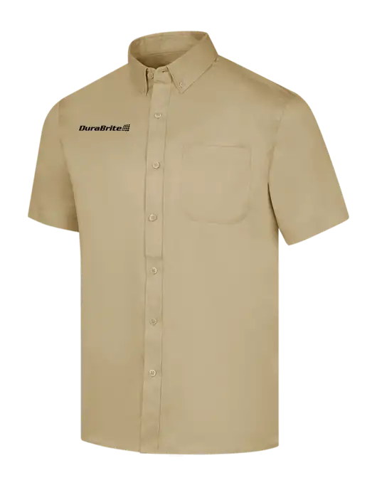 Short Sleeve Dark Tan Superpro React Twill Shirt w/DuraBrite Logo