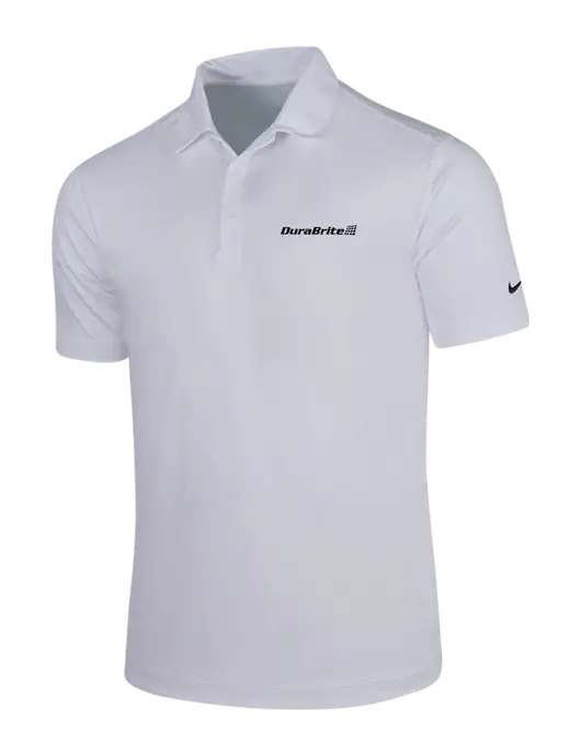 NIKE White Dri-Fit Vertical Mesh Polo w/DuraBrite Logo