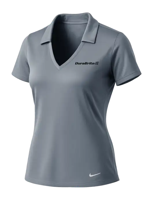NIKE Medium Grey Womens Dri-Fit Vertical Mesh Polo w/DuraBrite Logo
