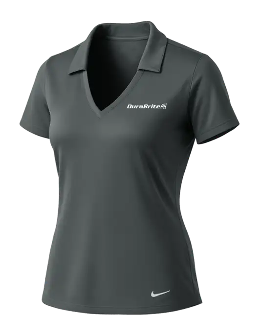 NIKE Dark Grey Womens Dri-Fit Vertical Mesh Polo w/DuraBrite Logo