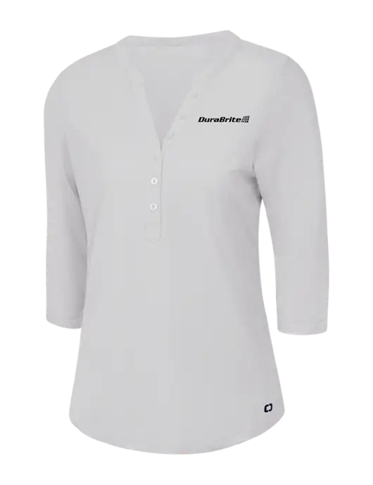 OGIO Bright White Jewel Henley w/DuraBrite Logo