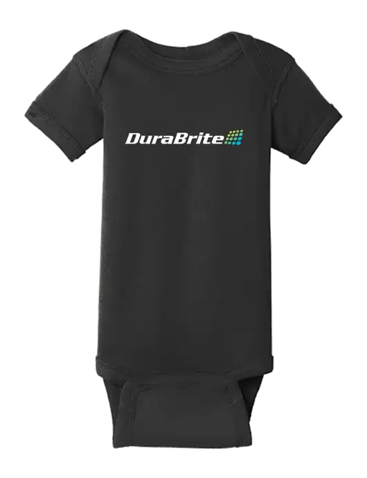 Rabbit Skins Black Infant Short Sleeve Baby Rib Bodysuit w/DuraBrite Logo