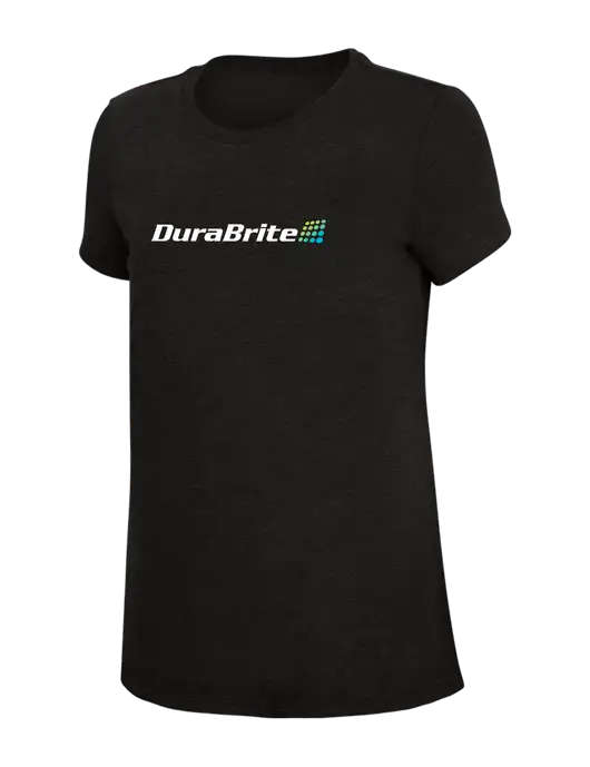 Womens Simply Soft Black 4.5oz Poly/Combed Ring Spun Cotton T-Shirt w/DuraBrite Logo