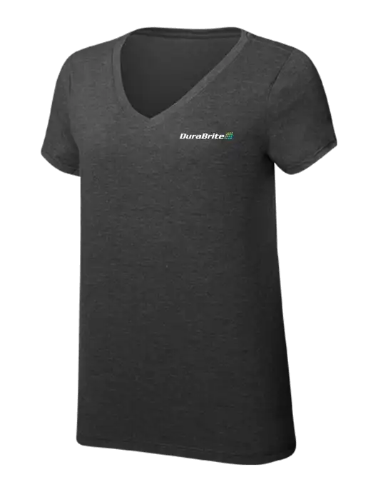 Womens Simply Soft V-Neck Black Frost 4.5oz  Poly/Combed Ring Spun Cotton T-Shirt w/DuraBrite Logo