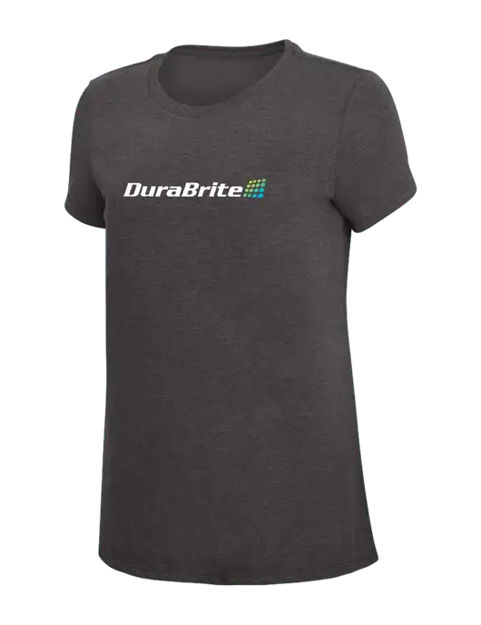 Womens Simply Soft Heather Charcoal 4.5oz  Poly/Combed Ring Spun Cotton T-Shirt w/DuraBrite Logo
