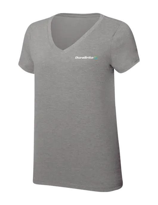 Womens Simply Soft V-Neck Grey Frost 4.5oz  Poly/Combed Ring Spun Cotton T-Shirt w/DuraBrite Logo