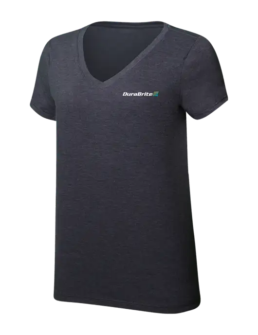 Womens Simply Soft V-Neck Heather Charcoal 4.5oz  Poly/Combed Ring Spun Cotton T-Shirt w/DuraBrite Logo
