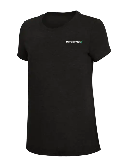 Womens Simply Soft Black 4.5oz Poly/Combed Ring Spun Cotton T-Shirt w/DuraBrite Logo