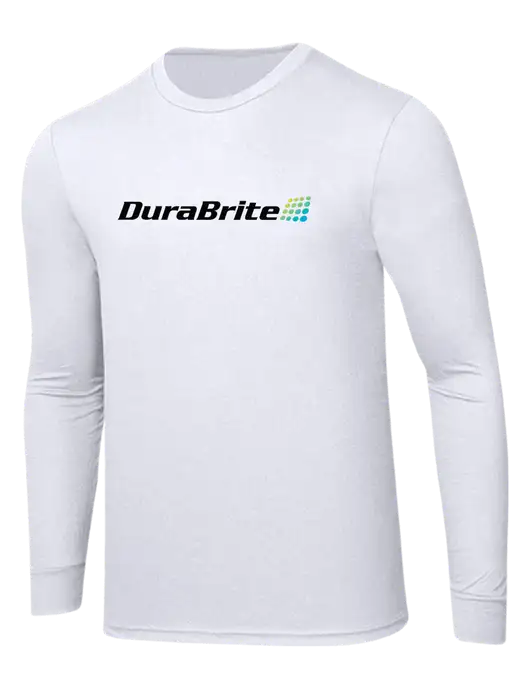Simply Soft Long Sleeve White 4.5 oz, Poly/Combed Ring Spun Cotton T-Shirt w/DuraBrite Logo