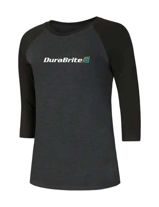 Womens Simply Soft 3/4 Sleeve Black/Black Frost Ring Spun Cotton T-Shirt w/DuraBrite Logo