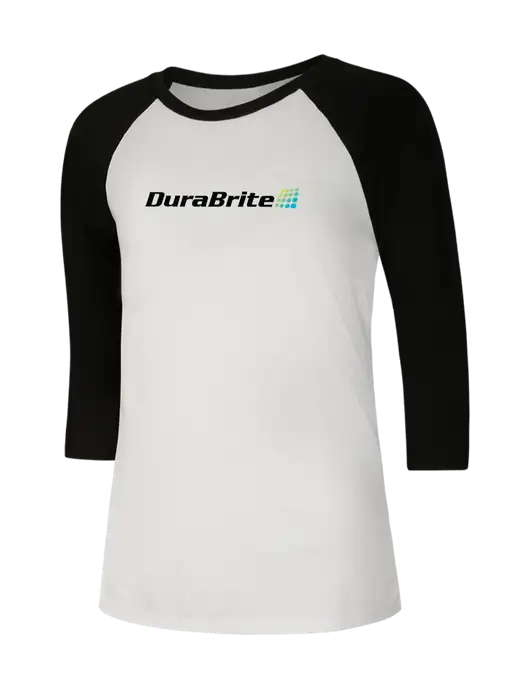 Womens Simply Soft 3/4 Sleeve Black/White Ring Spun Cotton T-Shirt w/DuraBrite Logo