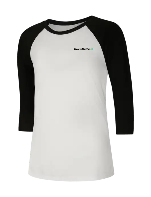 Womens Simply Soft 3/4 Sleeve Black/White Ring Spun Cotton T-Shirt w/DuraBrite Logo