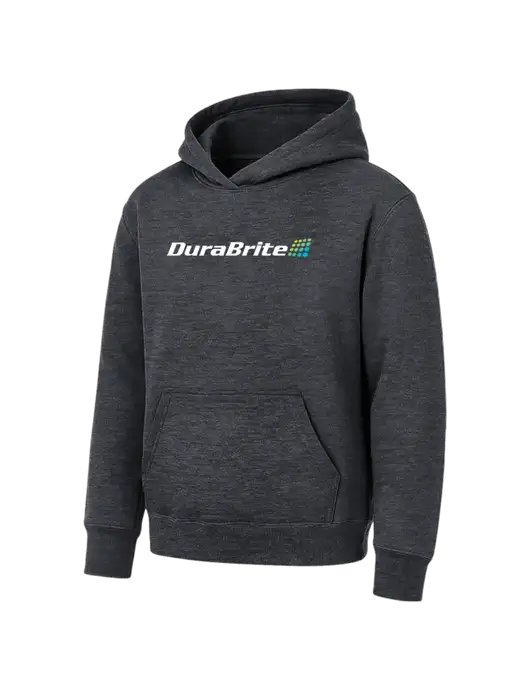 Youth Dark Heather Grey 7.8 oz Pullover Hooded Sweatshirt w/DuraBrite Logo