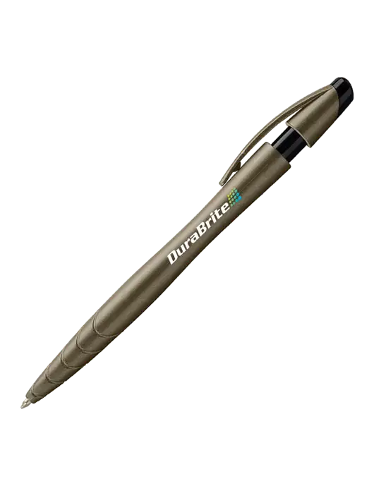 Awali Grey Metallic Pen - Black Ink w/DuraBrite Logo