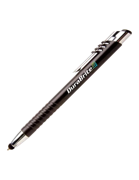 Schirhart Black Stylus Pen - Blue Ink w/DuraBrite Logo