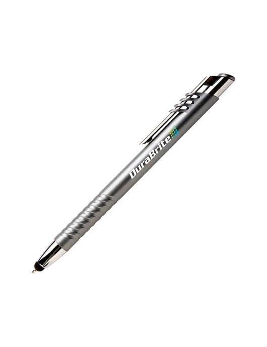 Schirhart Grey Stylus Pen - Blue Ink w/DuraBrite Logo