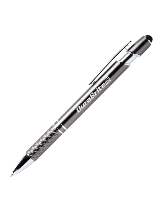 Valencia Gunmetal Stylus Pen - Black Ink w/DuraBrite Logo