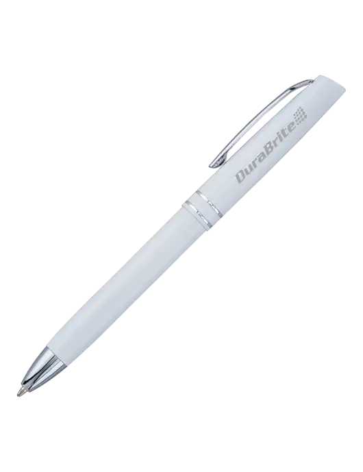 White Anguilla Black Ink Pen w/DuraBrite Logo