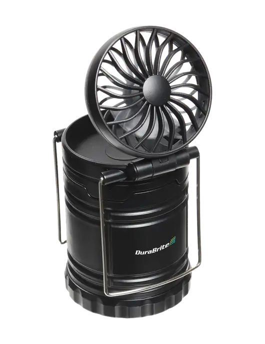 Black Retro Lantern with Fan w/DuraBrite Logo