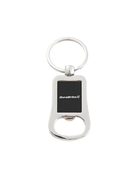 Silver & Black Bottle Opener Keychain w/DuraBrite Logo