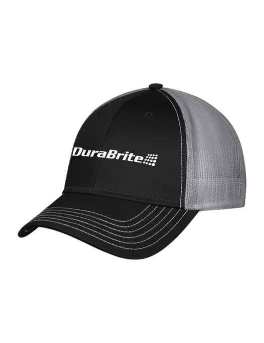 Black/Medium Dark Grey Mesh Trucker Cap Snap Back w/DuraBrite Logo