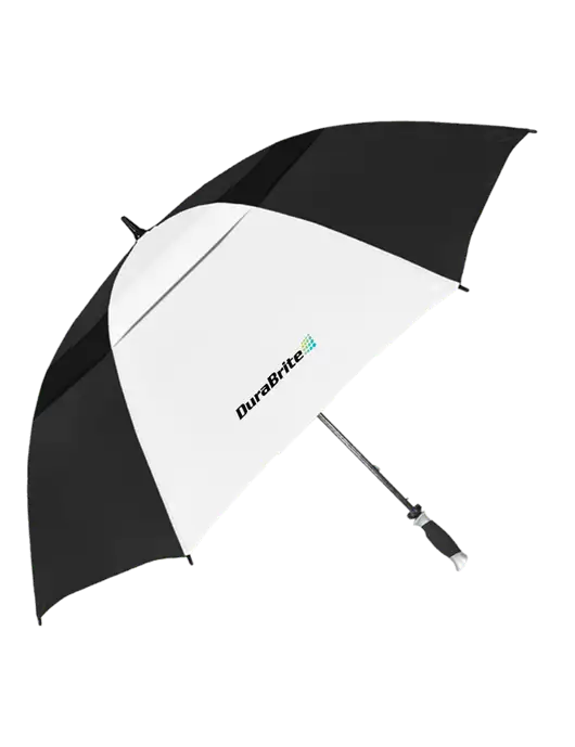 Black/White Vented Typhoon Tamer Golf Umbrella w/DuraBrite Logo
