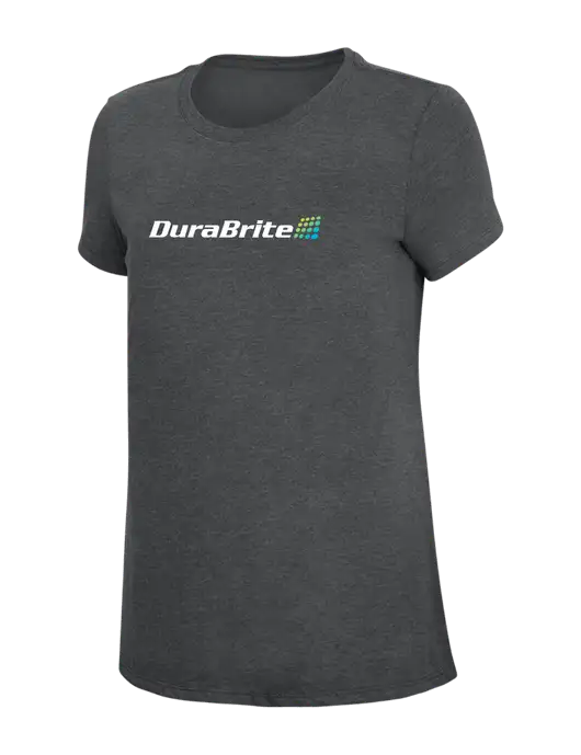 Womens Simply Soft Charcoal 4.5oz Poly/Combed Ring Spun Cotton T-Shirt w/DuraBrite Logo