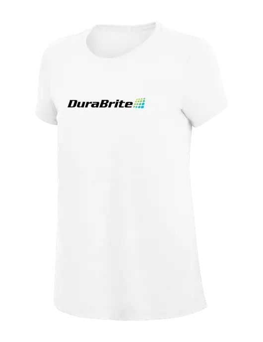 Womens Simply Soft White 4.5oz Poly/Combed Ring Spun Cotton T-Shirt
 w/DuraBrite Logo