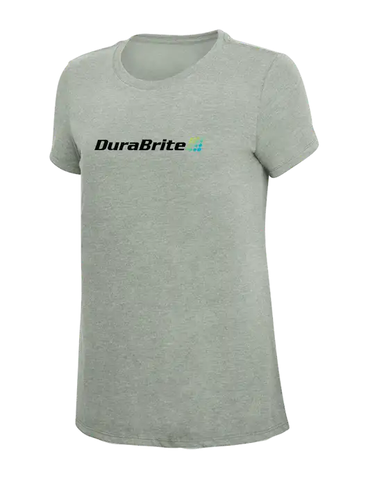 Womens Simply Soft Heathered Light Grey 4.5oz Poly/Combed Ring Spun Cotton T-Shirt w/DuraBrite Logo