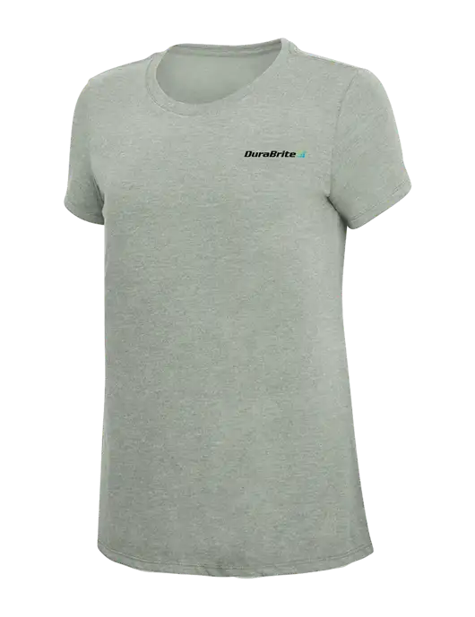 Womens Simply Soft Heathered Light Grey 4.5oz Poly/Combed Ring Spun Cotton T-Shirt w/DuraBrite Logo