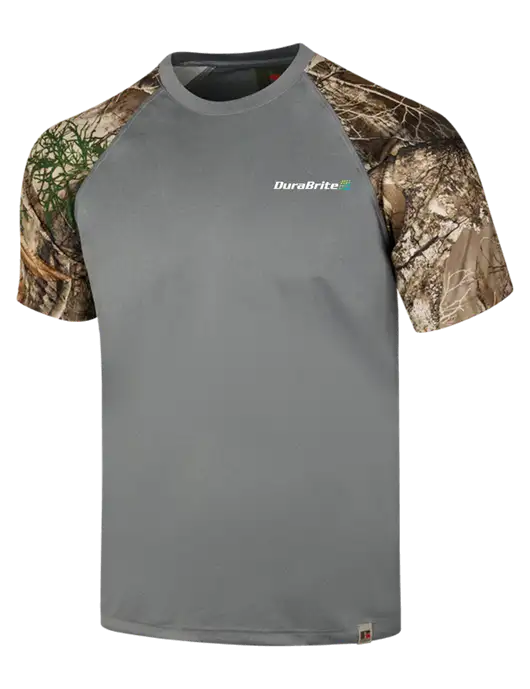 Russell Outdoors Medium Grey/Realtree Edge Camo Colorblock Performance T-Shirt w/DuraBrite Logo