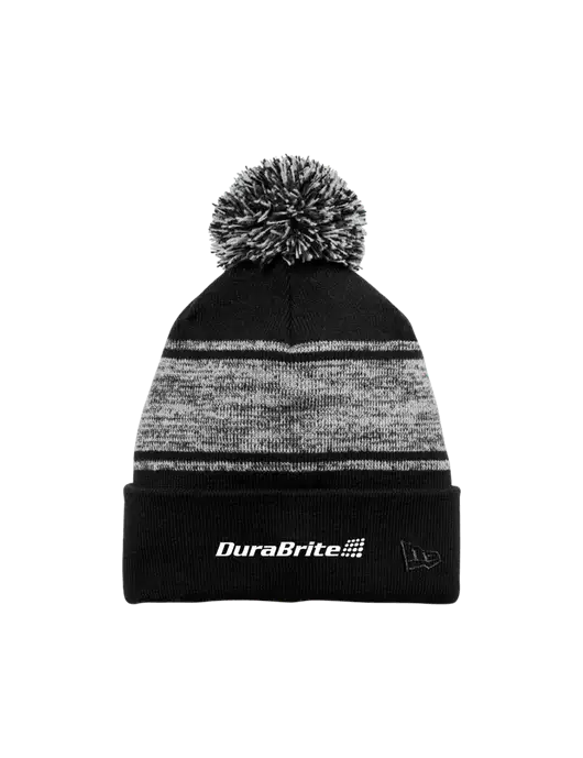 New Era Black/Charcoal Knit Chilled Pom Beanie w/DuraBrite Logo