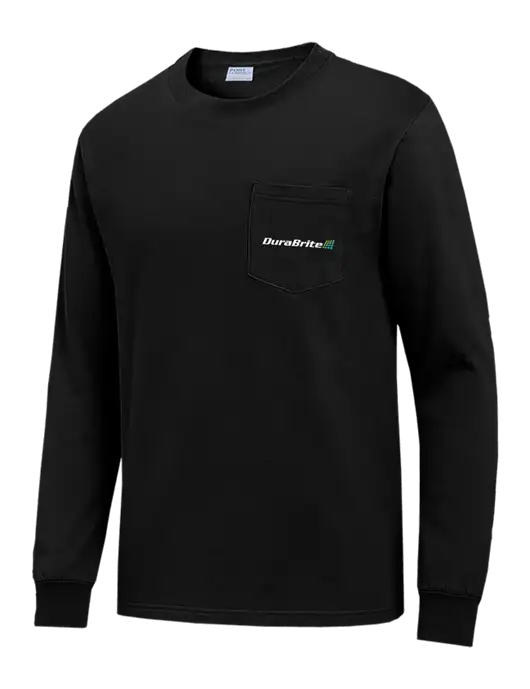 Black Long Sleeve Heavyweight 6.1 oz Pocket T-Shirt w/DuraBrite Logo