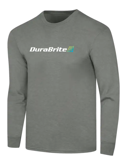 Simply Soft Long Sleeve Heathered Charcoal 4.5 oz, Poly/Combed Ring Spun Cotton T-Shirt w/DuraBrite Logo