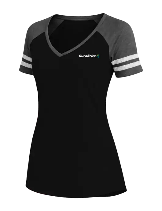 Womens Black/Charcoal Heather V-Neck Game Tee w/DuraBrite Logo