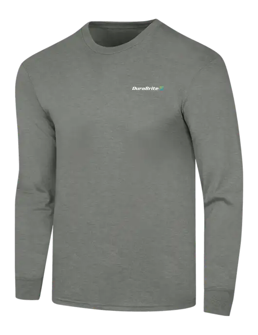 Simply Soft Long Sleeve Heathered Charcoal 4.5 oz, Poly/Combed Ring Spun Cotton T-Shirt w/DuraBrite Logo
