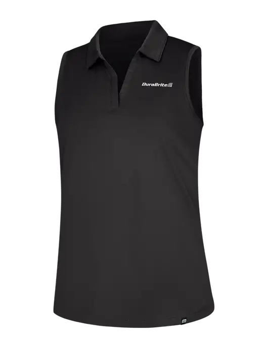 TravisMathew Womens Black Coto Performance Sleeveless Polo w/DuraBrite Logo