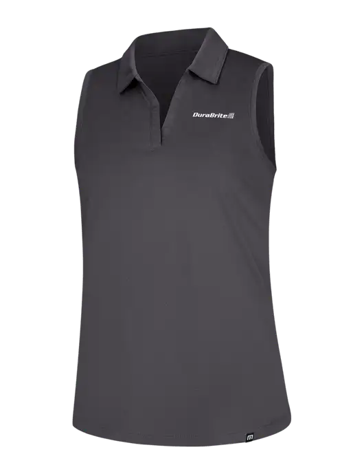 TravisMathew Womens Dark Medium Grey Coto Performance Sleeveless Polo w/DuraBrite Logo