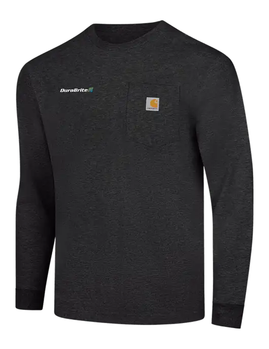 Carhartt Dark Grey Heather Workwear Pocket Long Sleeve T-Shirt w/DuraBrite Logo