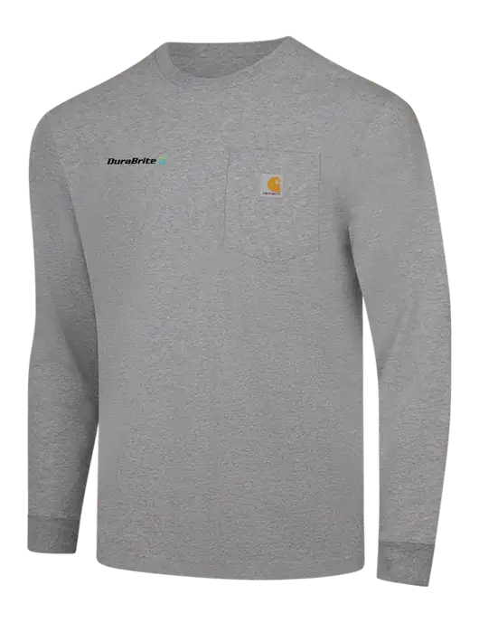 Carhartt Light Grey Heather Workwear Pocket Long Sleeve T-Shirt w/DuraBrite Logo