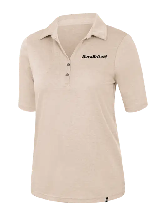 TravisMathew Womens Light Tan Heather Sunsetters Polo w/DuraBrite Logo